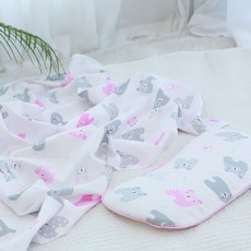 hwamo baby 莫代爾午睡被套2入組, 粉紅熊款