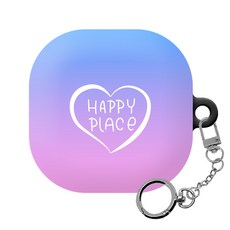 몬드몬드 Happy place 하드 무선 이어폰 케이스 + 메탈릭 키링, 버즈프로, 버즈라이브, 블루핑크, 1개