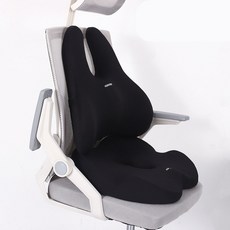 現在今日6D替換腰保護辦公室椅靠墊孕婦椅+新款立體工學坐墊組, 黑色