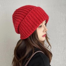 Midami 寬鬆版 泡泡 大尺碼 厚實 針織 編織 彩色 長版 毛帽