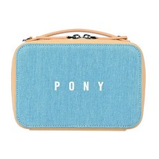 PONY TAIL 牛仔布化妝包, 牛仔米色