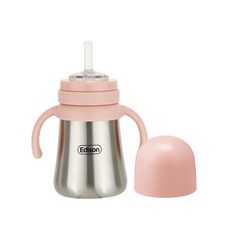 Edison 愛迪生 不鏽鋼保溫吸管學習杯, 粉色, 200ml, 1個