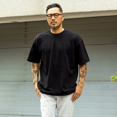 5XL 男款透氣寬鬆版型特殊雙面布極簡短袖T恤