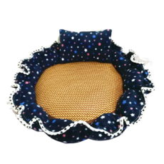 반려동물 예쁜 꽃 모양 쿨 매트 쿠션, 네이비, 1개