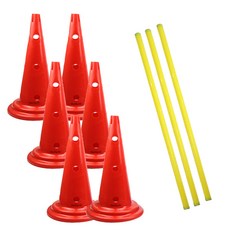 DING DONG PET 犬用遊戲組 S號 可調式三角錐 6入+長桿 1m 3入, 紅色, 1組