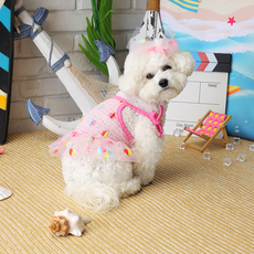 AMYLOVESPET 寵物犬陽光薄紗澎澎裙洋裝, 愛心粉, 1個