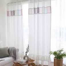 amante Daisydale Romantic Patch Cotton Asa 窗簾, 白色