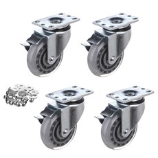티랙스캐스터 회전 브레이크 고탄성 캐스터 바퀴 100mm P504S-6B 4p + 와샤 + 십자볼트, 1세트