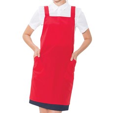 防皺包臀圍裙 鈕扣型 中型, 紅色 (PO7003), 1個