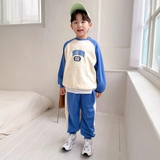 아도르베베 아동용 파스텔 배색 상하의 세트