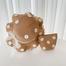 BEASOL 女童雛菊草帽+包包組