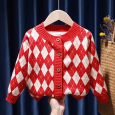 孩童菱形紋針織毛衣