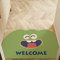 My Daily 可愛角色玄關廚房地墊 不規則形, 歡迎綠色