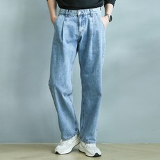 블루포스 남성용 에르딧 와이드핏 워싱 청바지