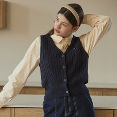 COMO NINOZ 女款麻花開襟針織背心 WN246RASVZ03