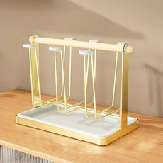 바른리빙 원목 컵걸이 꽂이, 골드, 1개