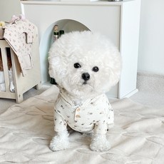 bydamsoomi 狗狗玫瑰短版連帽上衣, 象牙白