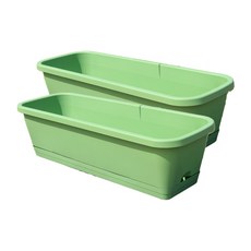 오늘의공감 고급 사각 플라스틱 슬릿 화분, 그린, 2개