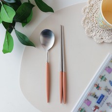 Bogen 孩童素色餐具組, 湯匙+筷子, 焦糖色