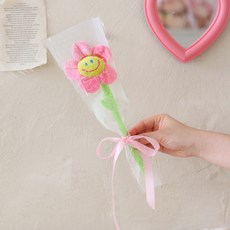 센트바스켓 조화 샤인스마일 한송이 꽃다발, 핑크, 1개