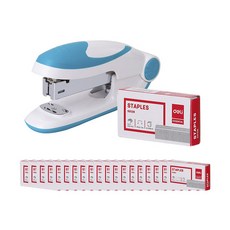 deLi 得力 釘書機 33號訂書針相容 + 訂書針 1000p x 20個組 E0319, 隨機出貨(釘書機), 單一顏色(訂書針), 1套