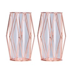 Block Mart鐵製框架花瓶 TYPE1 2入, 玫瑰金