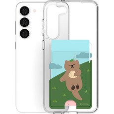 JUST4YOU 행복한 달수 투명강화 더블카드 휴대폰 케이스