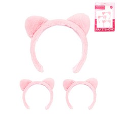 PARTYSHOW 貓耳造型髮箍, 3入, 粉色