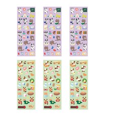 플레플레 쪼꼬미 바니라이프 리무버블 씰스티커 2종 x 3p 세트, 스터디 라이프 + 다욧 라이프, 1세트