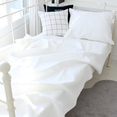 溫和純棉顏料染絎縫床罩, 象牙白色