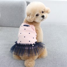 ITS DOG 寵物愛心水鑽紗裙洋裝, 1個, 粉紅色