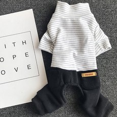 Coco studio 寵物時尚條紋黑色連身衣, 1個, 白色