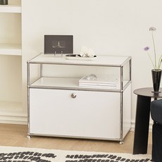 포스트모던 글렌 미드센츄리 모듈 2단 수납장, 화이트