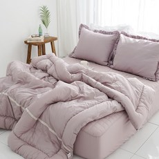 스코홈 순면 코튼소울 차렵이불 + 누빔 매트리스 커버 + 베개커버 3종 세트 25cm