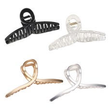 soosda 金屬壓克力麻花盤髮鯊魚夾4件組