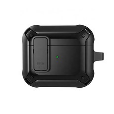 ELECTO Apple AirPods 3代 雙重鎖定保護鑰匙圈保護殼, 黑色