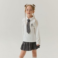 OWLEYBARN 女童款學校襯衫+格紋百褶裙套裝