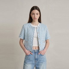 ab.f.z 女款金色鈕扣短袖粗花呢夾克 AFY2HJ09
