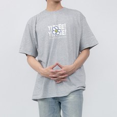 프린트스타 남성용 통기성 YIPPEE 레터링 면 라운드넥 여름 17수 반팔 티셔츠 TSST_21