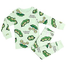 Maykids 童款印花30支彈力棉2件式長袖居家套裝 豌豆寶寶款