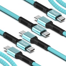 Seoga 金屬編織超高速充電線 C to C PD 60W, 1.5m, 薄荷綠