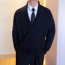 男性時尚潮流雅痞經典層次Y領針織衫