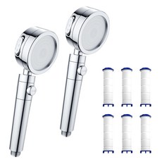 EVER HOUSE 蓮蓬頭 2入+軟管替換濾芯 6入, 1個, 銀色