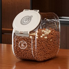 PASTEL PET 寵物旋鈕密封飼料儲存桶, 1個, 8L, 灰色