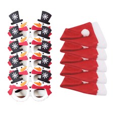 聖誕帽 5入+派對造型眼鏡 5入, 6號, 1組