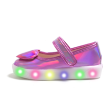 FROM'BEBE 女童瑪莉漆皮愛心LED懶人鞋