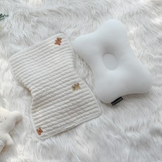 DALKOMBABY 雙面網眼枕頭+小熊刺繡絎縫枕頭套, 混色