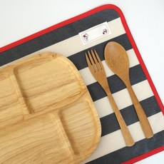 Syusyu Room 防水便當/餐盤墊 2入, 牛仔條紋, 40 x 28cm, 2個