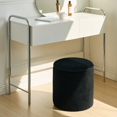 룸앤홈 플리츠 수납스툴, 블랙, 1개