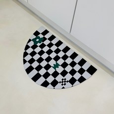 가온길카페트 빨아쓰는 말랑말랑 3세대 규조토 발매트 체커보드, 블랙